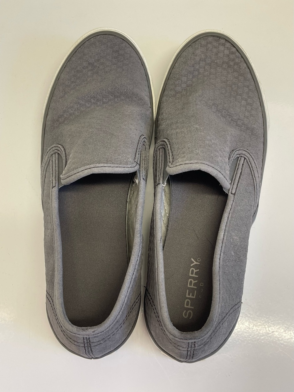 Sperry Crest Vibe Gray Canvas Slip On Sneakers Women’s 8.5 Casual Shoes